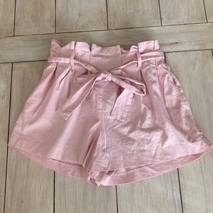L’Academie Pink Linen Rayon High Waist Shorts Size Small